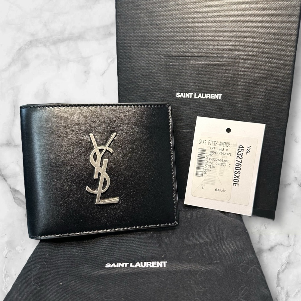 NWT Saint Laurent Men’s Black Leather Wallet